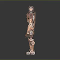 Standing Copper Mechanical Robot Character With Jointed Body And Metallic Design