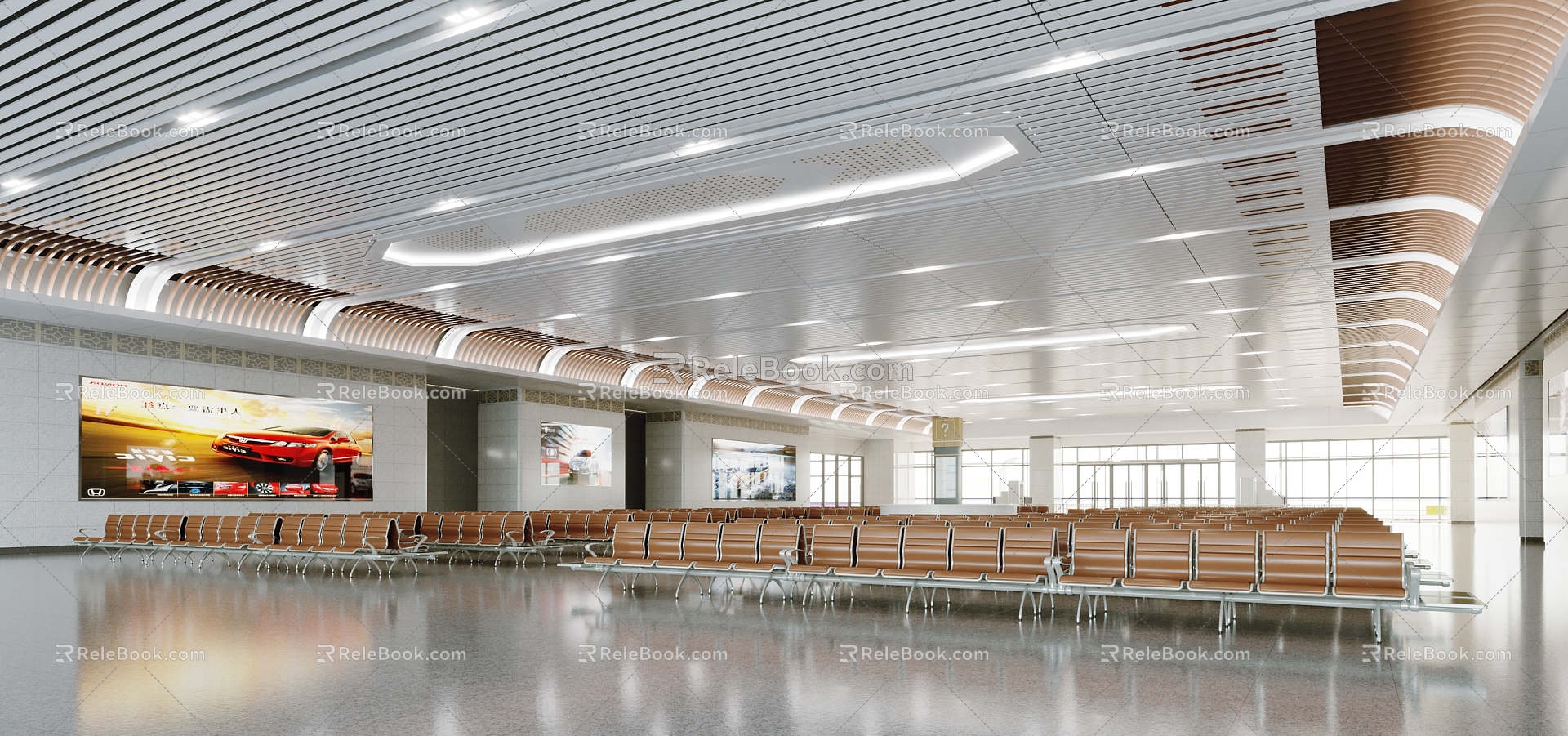 Waiting hall of railway station 3d model