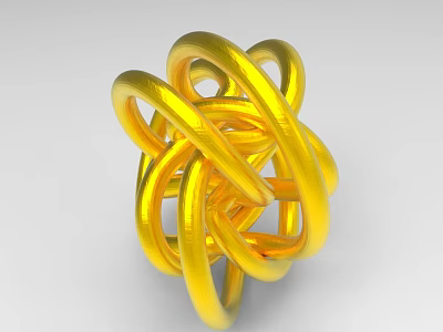 Golden Metal Intertwined Rings Decorative Ornament Decoration Set with Modern Design 3d model