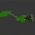 Festive Autumn Decorative Branch Structure With Green Leaves Pumpkins And Stone Base