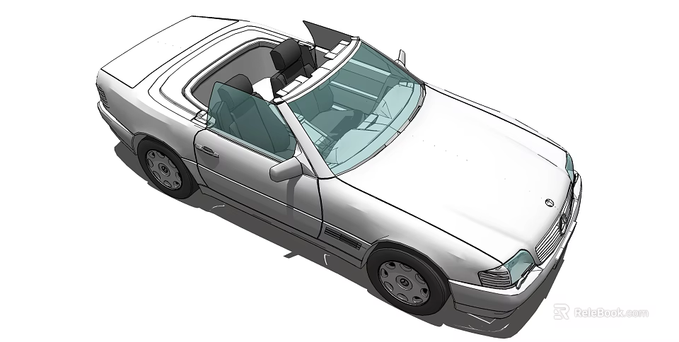 Classic Convertible Car With Open Top And Vintage Design Front View 3d model 
