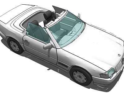 Classic Convertible Car With Open Top And Vintage Design Front View 3d model