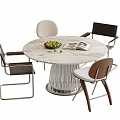 Modern Dining Table and Chair Combination Round Dining Table Dining Chair Single Chair 3d model
