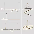 Modern Contemporary Hanging Chandelier Designs With Circular Spiral Linear Metal Frames And LED Lighting