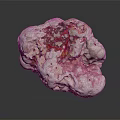 Natural White Stone With Red And Pink Inclusions And Detailed Textured Surface