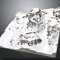 Snowy Mountain Terrain 3D Model With Snow Covered Peaks And Rocky Ridges