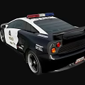 Modern Police Car with Roof Mounted Lights White And Black Exterior POLICE Branding On Side