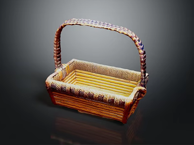 Woven Storage Basket With Decorative Handle And Striped Design For Home Use 3d model