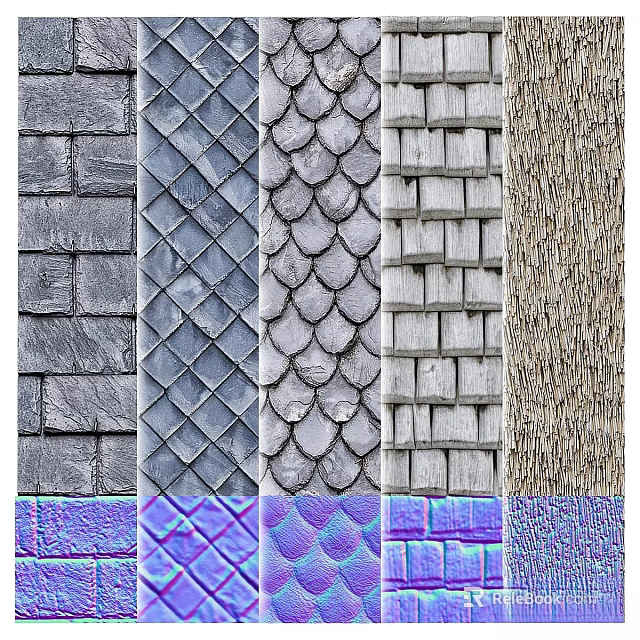 Diverse Building Components Featuring Various Textures And Design Patterns For Walls And Roofs 3d model 