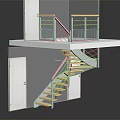 Modern Spiral Staircase Interior Design With Wooden Steps And White Doors Railing