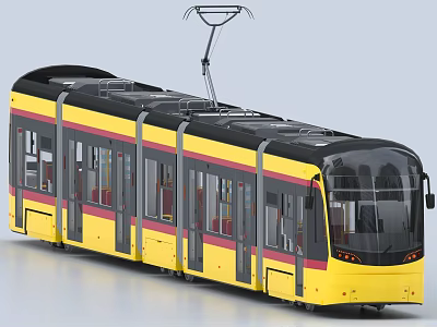 Modern Subway Train With Yellow Black Exterior And Glass Window Carriages 3d model