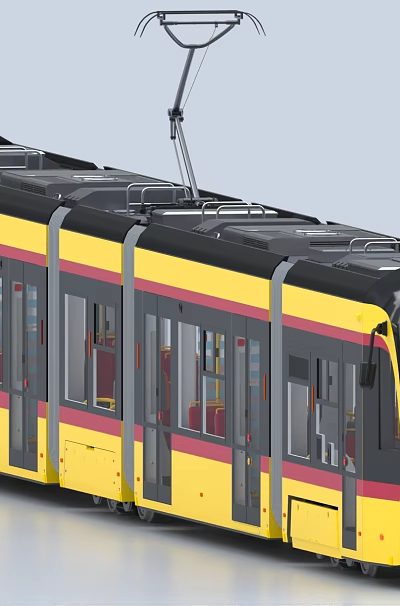 Modern Subway Train With Yellow Black Exterior And Glass Window Carriages 3d model