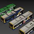 Modern City Buses In Blue Yellow White Colors With Streamlined Fleet Design