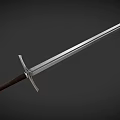 Medieval Sword With Silver Blade Brown Handle And Crossguard Design