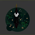Fantasy Mythical Creature With Antlers Black White Brown Body On Green Grass With Small Flowers