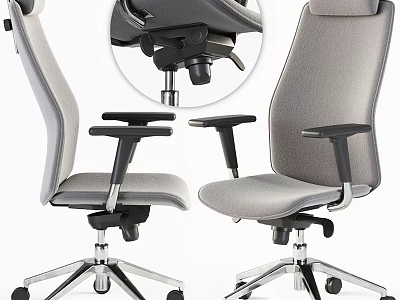 Ergonomic Office Chair With Light Gray Fabric Black Armrests And Adjustable Metal Base 3d model