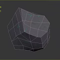 Shiny Irregular Stone Geometric Polyhedron with Green Cracked Veins and Smooth Surface
