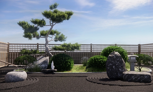 New Chinese Courtyard Dry Landscape Courtyard 3d model