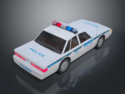 White Police Car Toy Model With Red Blue Lights And POLICE Lettering 3d model