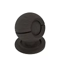 Wooden Circular Component With Ring Design On Dark Wooden Background Illuminated By Vertical Lights