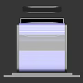 Contemporary Transparent Panel Cabinet With Layered Metal Frame Reflective Base And Floating Top