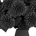 Ornamental Decorative Arrangement with Red Dahlia Flowers in Glass Vase