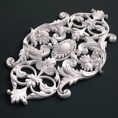 Intricate Ornate White Carving With Floral Patterns And Curved Lines 3d model Intricate Ornate White Carving With Floral Patterns And Curved Lines 3d model