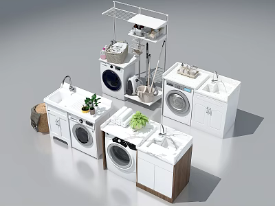 Modern Bathroom Cabinet Frame with Washer Sink Countertop and Storage Space 3d model