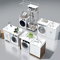 Modern Bathroom Cabinet Frame with Washer Sink Countertop and Storage Space 3d model