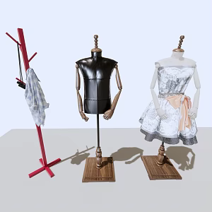 Modern Half-body Model Three Model Veil Skirt Hanger 3d model