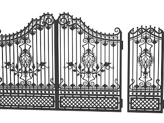 European gate garden gate wrought iron gate 3d model