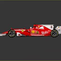 Red Ferrari Formula 1 Car with Shell Logo Streamlined Design Large Wheels And Rear Wing 3d model