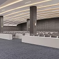 Modern Conference Room Interior With Arranged Seats Large Screen And Ceiling Lights 3d model
