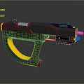 Futuristic Black And Yellow Blaster With Ergonomic Grip And Tactical Design