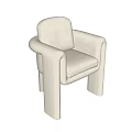Modern Minimalist Beige Upholstered Dining Chairs With Armrests And Curved Lines