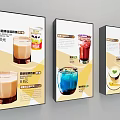 Colorful Beverage Promotion Posters With Various Drinks And Price Tags Displayed