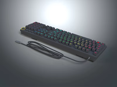 RGB Backlit Wired Mechanical Computer Keyboard With Full Size Key Layout And Colorful Lights 3d model