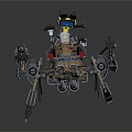 Intricate Industrial Metal Mechanical Device With Arm Gears Pipes And Components