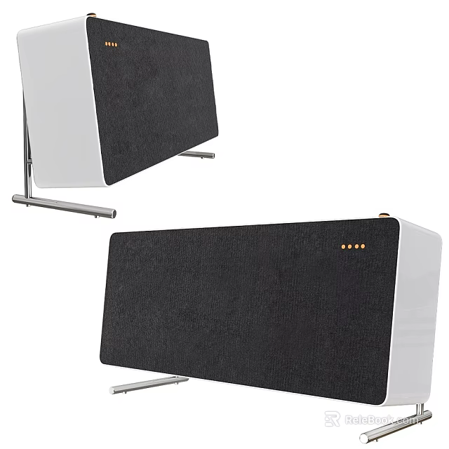 Modern Sleek Headphone Speaker With Black White Design Metal Stand And LED Indicators 3d model 