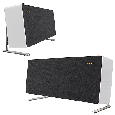 Modern Sleek Headphone Speaker With Black White Design Metal Stand And LED Indicators 3d model