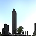 Modern High Rise Office Building Exterior With Surrounding Skyscrapers Commercial Area And Green Trees