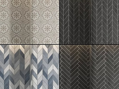 Varied Decorative Tile Patterns Featuring Herringbone And Floral Designs For Interiors 3d model