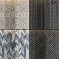 Varied Decorative Tile Patterns Featuring Herringbone And Floral Designs For Interiors 3d model