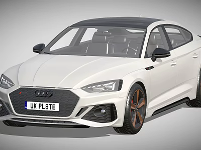 White Audi Sports Car With UK Plate Black Roof And Orange Wheels 3d model