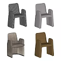 Modern Minimalist Armchairs In Plaid Light Gray Beige And Brown Fabric