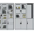 Modern White Bookcase With Glass Doors And Multiple Cabinets For Books And Decorative Items