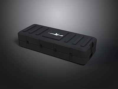 Black Rectangular Hard Case With Textured Surface And Brand Logo Design 3d model