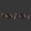 Clothesline with Hanging Shirts Pants Towels Socks and Linen Items
