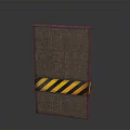 Brown Textured Brick Block With Yellow Black Warning Stripe Tape