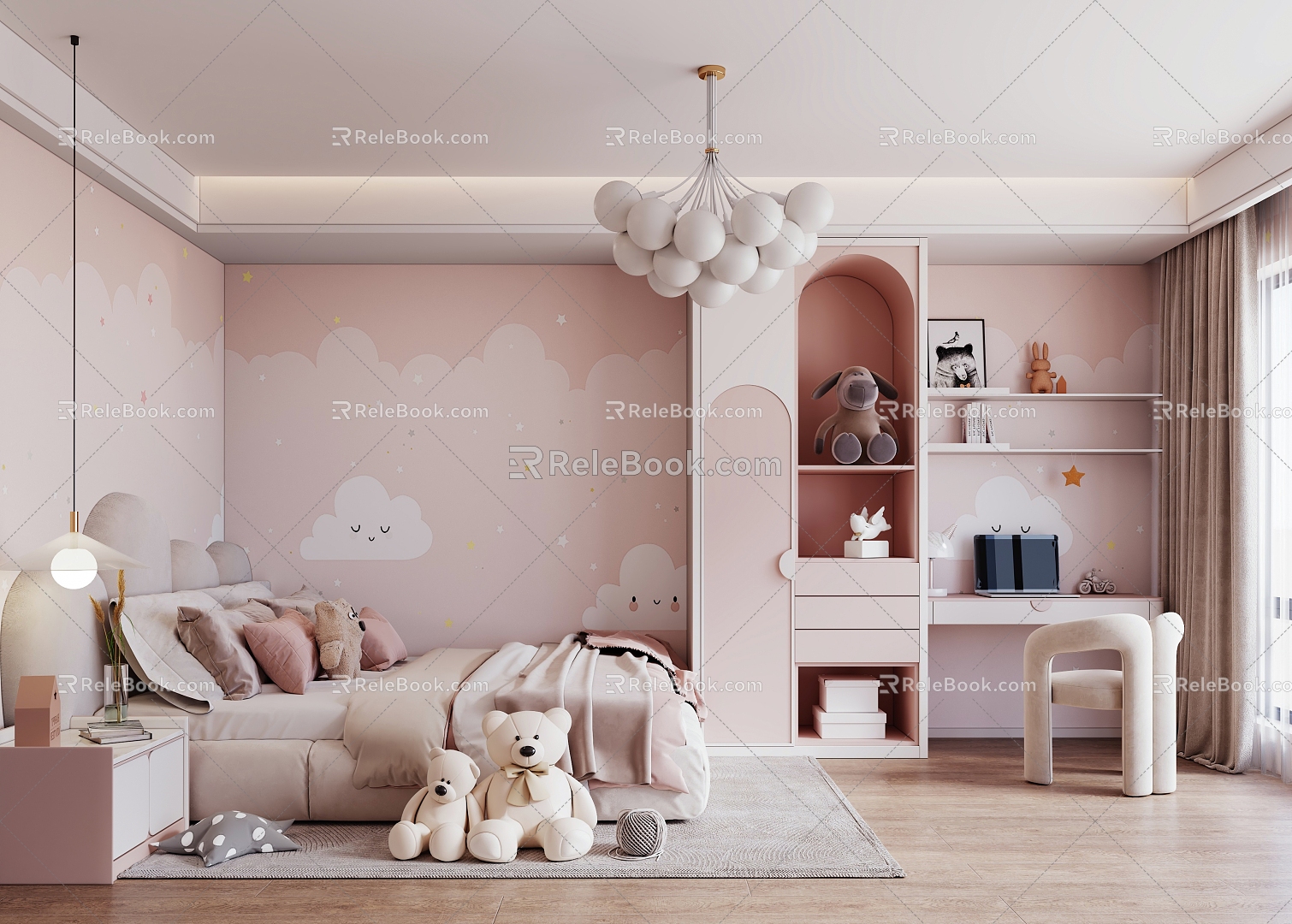 Children's Room Girls' Room Children's Bed 3d model